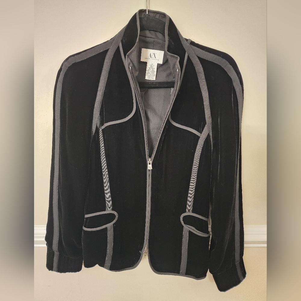 Armani Exchange black velvet jacket Womans Size M